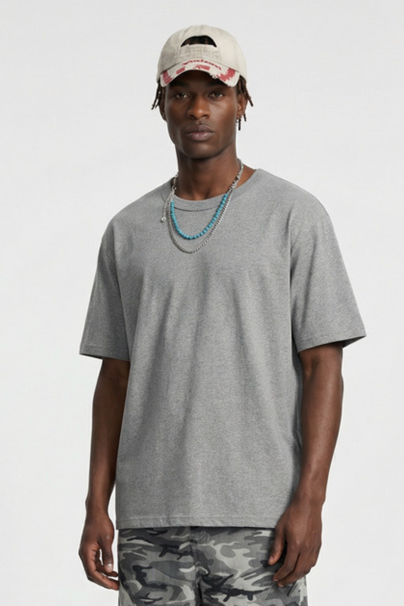 Men's 250g Cotton Double Layer Set-in Basic Tee