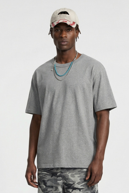 Men's 250g Cotton Double Layer Set-in Basic Tee