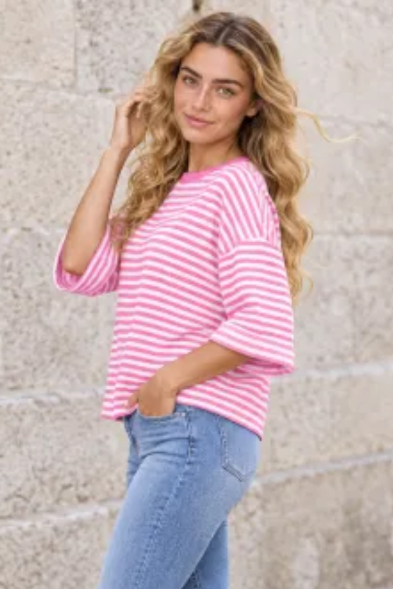 Women Spring/Summer Striped Back Tie Relaxed Blouse