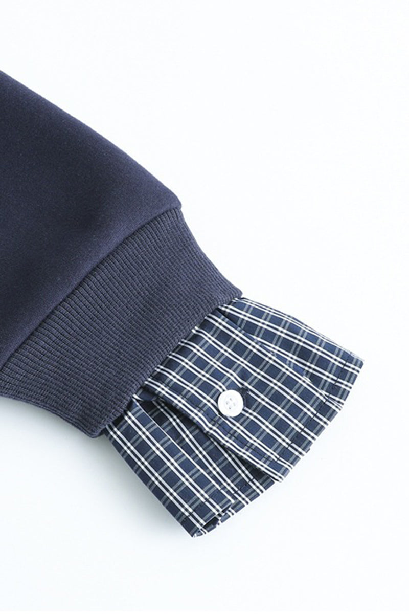 Men's Fall Winter Plaid-Layered Preppy Pullover Hoodie