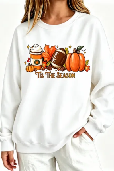 Women Fall Clothing Pumpkin Football Coffee Sweatshirt