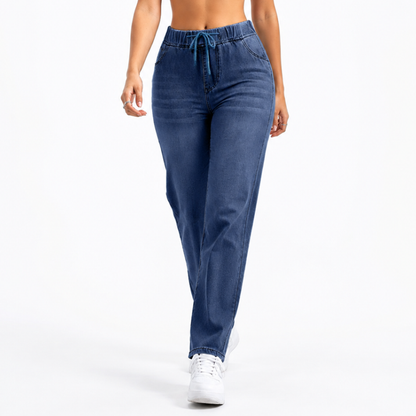 Women's High Waist Drawstring Wide Leg Jeans