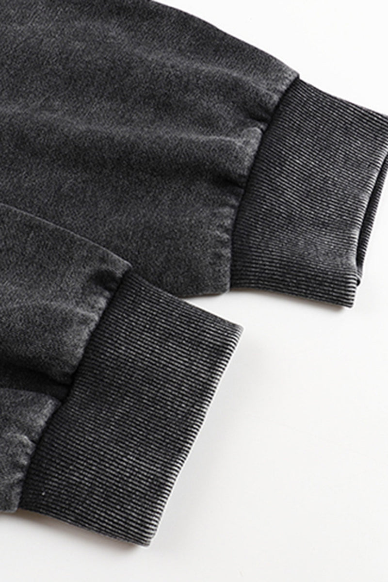 Unisex Fall Winter Vintage Washed Zip-Up Pocket Hoodie