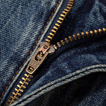 Men's Spring Vintage Blue Patchwork Distressed Denim Jeans