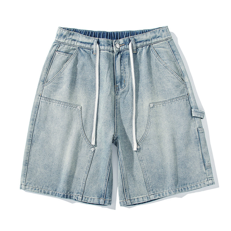 Men's Summer Light Wash Carpenter Baggy Denim Shorts
