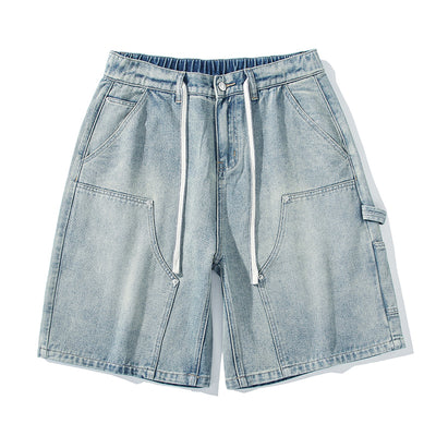 Men's Summer Light Wash Carpenter Baggy Denim Shorts