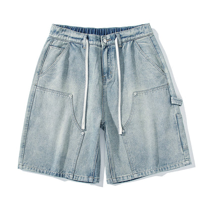 Men's Summer Light Wash Carpenter Baggy Denim Shorts