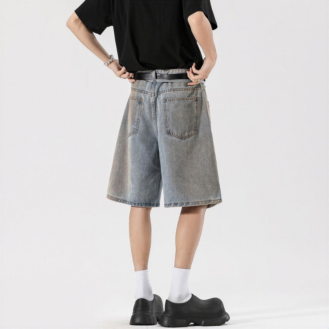 Men's Summer Heavy Ripped Vintage Washed Baggy Denim Shorts