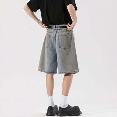 Men's Summer Heavy Ripped Vintage Washed Baggy Denim Shorts