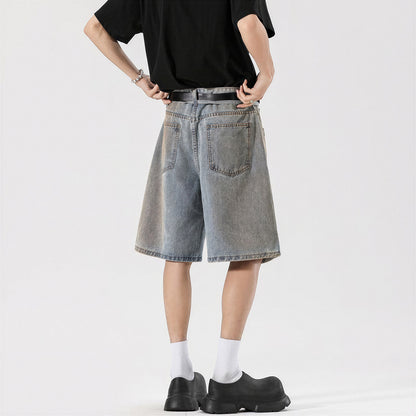 Men's Summer Heavy Ripped Vintage Washed Baggy Denim Shorts