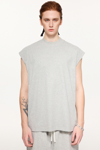 Men's Summer 230g Cotton High Neck Loose Tank