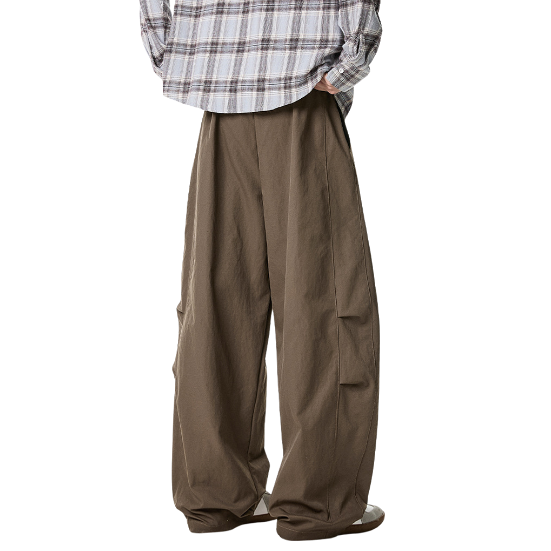 Men's Spring Pleated Loose Curved Wide Solid Pants