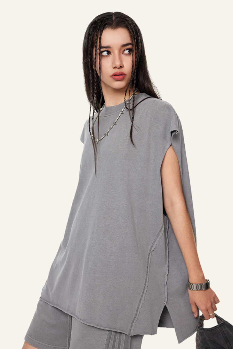 Women's Cotton 270 Heavyweight Washed Side Slit Tank Top