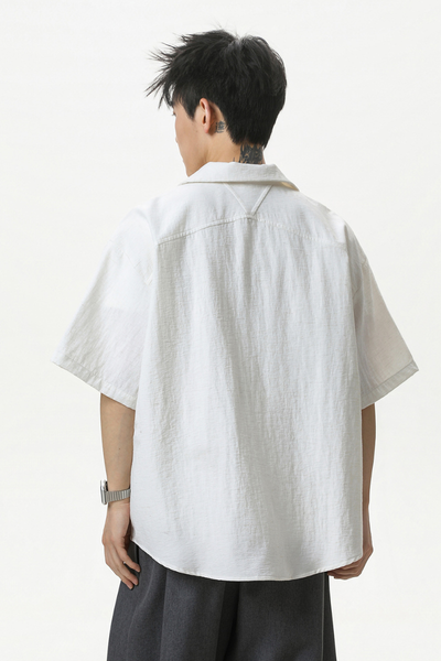 Men's Summer Camp Collar Breathable Linen Short Sleeve Shirt