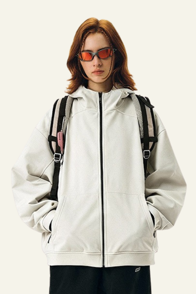 Men's Streetwear Front Pocket Full-zipper Hooded Jacket