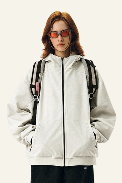 Men's Streetwear Front Pocket Full-zipper Hooded Jacket
