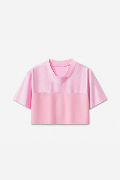 Women's Summer Y2K V-Neck Cutout Crop Patchwork Tee
