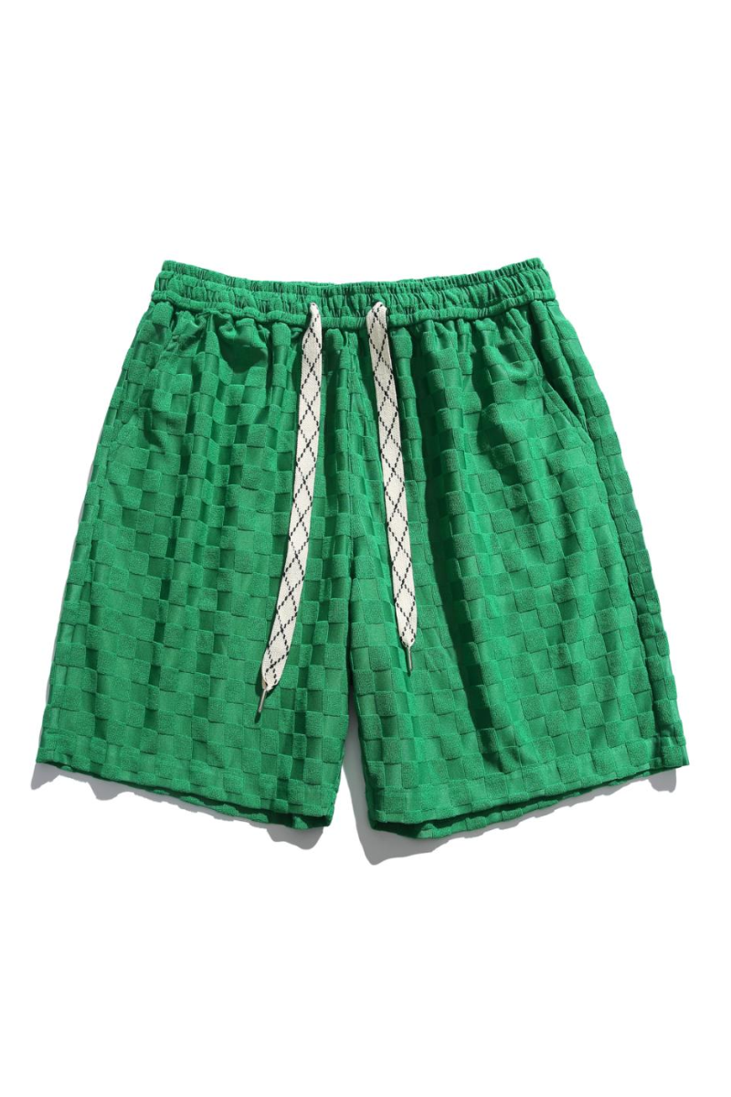 Men's Summer 3D Bubble-Grid Drawstring Casual Knee Shorts