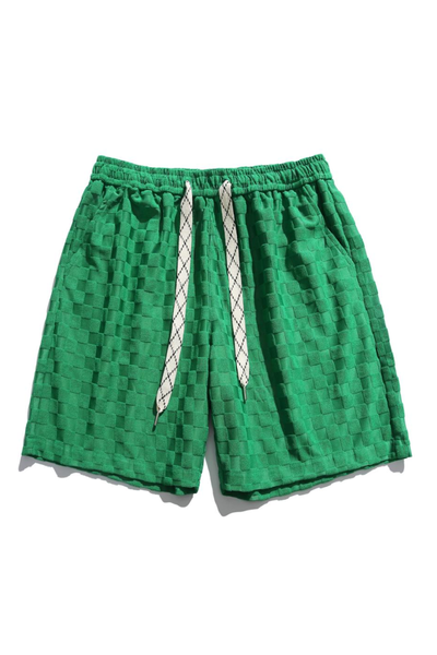 Men's Summer 3D Bubble-Grid Drawstring Casual Knee Shorts