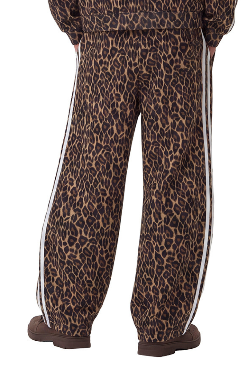 Men's Fall Winter Vintage Leopard Curved-Leg Sweatpants