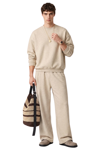 Men Fall Clothing Heathered Crewneck Sweatshirt Set