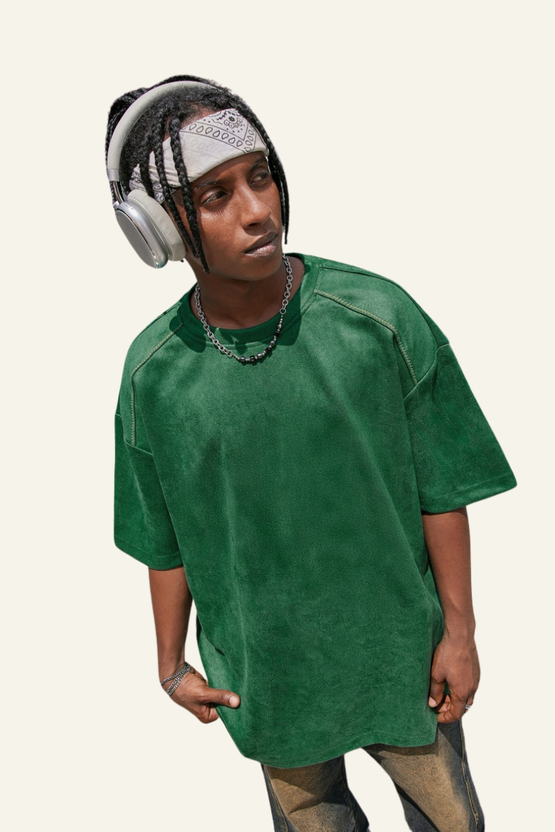 Men's Streetwear Drop-Shoulder Solid T-shirt