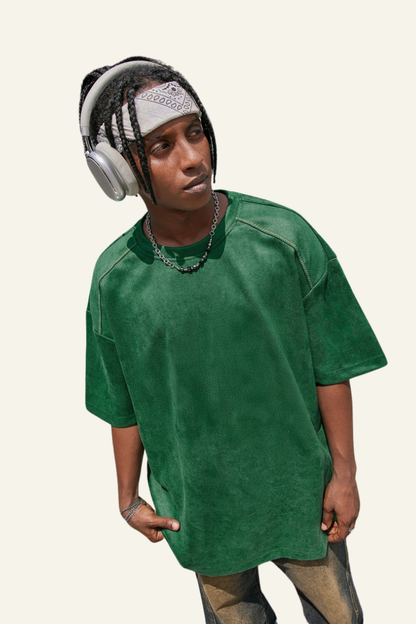 Men's Streetwear Drop-Shoulder Solid T-shirt