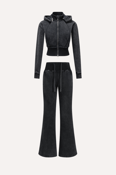 Women's Fall Fleece Open Front Sweatshirt & Pants Set - Slim