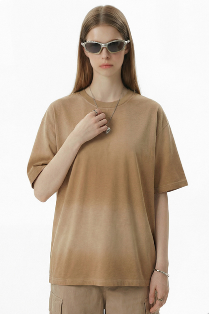 Women's Summer Cotton Washed Spray Fade Oversized Tee
