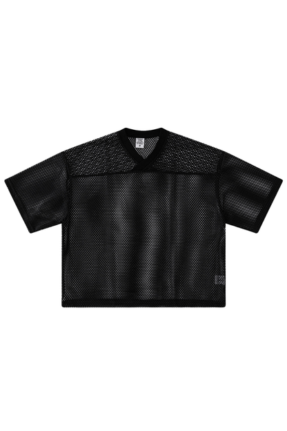 Unisex Summer Retro Mesh Boxy Print Loose Tee