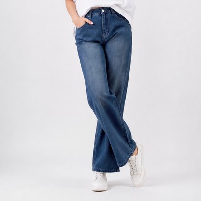 Women's High Waist Non-Stretch Wide Leg Jeans