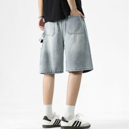 Men's Summer Light Wash Carpenter Baggy Denim Shorts