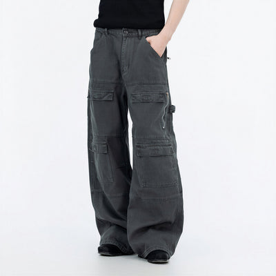 Men's Spring Multi-Pocket Cargo Wide-Leg Pants