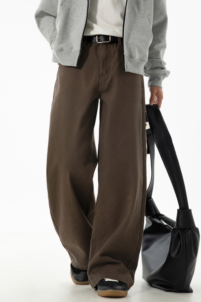 Men's Fall Twill Loose Straight Cotton Semi-Elastic Pants