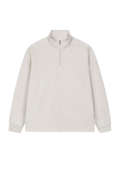 Women's Summer 450g Half Zip Raw Edge StandCollar Sweatshirt