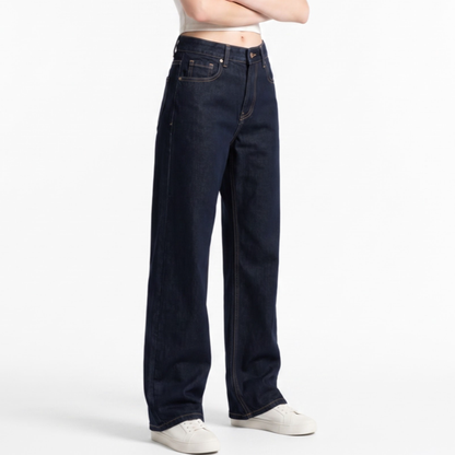 Women's Original Blue Wash High Waist Straight Leg Jeans