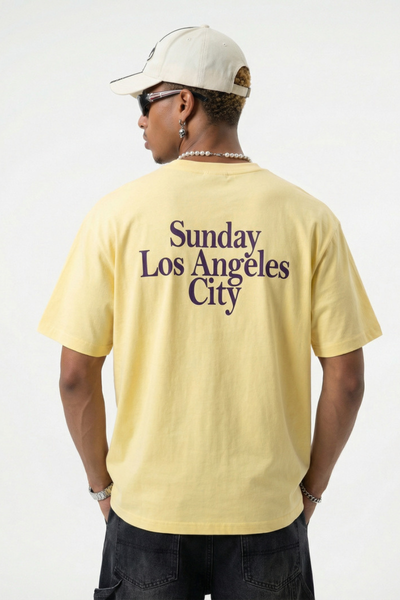 Men's Colorblock Double Collar Letter Print Oversized Tee
