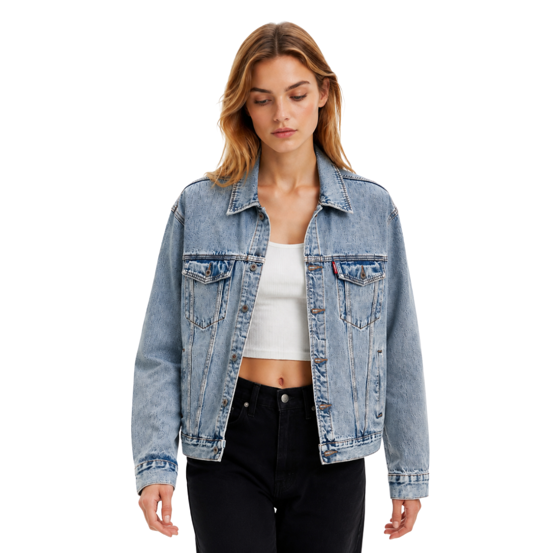 Women's Light Wash Drop Shoulder Denim Jacket