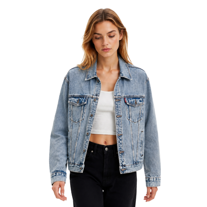 Women's Light Wash Drop Shoulder Denim Jacket