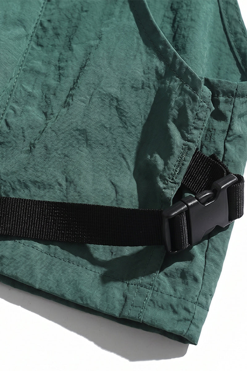 Men's Summer Hooded Multi-Pocket Cropped Utility Cargo Vest