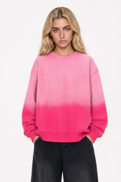 Women Fall Sandblasted Gradient Oversized Sweatshirt