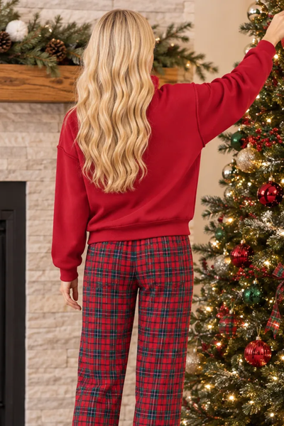 Women's Fall Christmas Tree Patch Mock Neck Sweatshirt