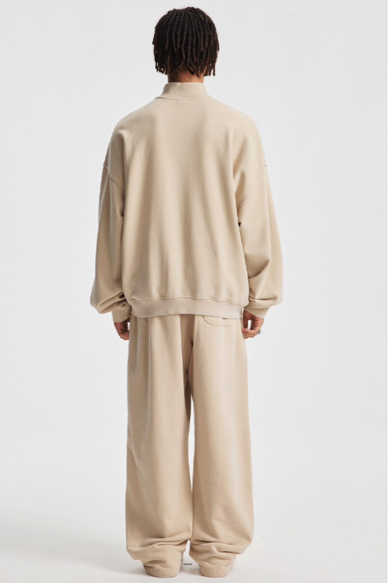 Men's Cotton Set:Stand Collar Jacket And Pants