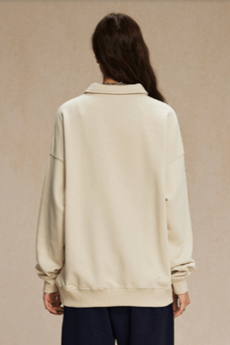 Women's Streetwear Polo Collar  Sweatshirt