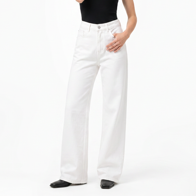 Women's Pure White High Waist Wide Leg Jeans
