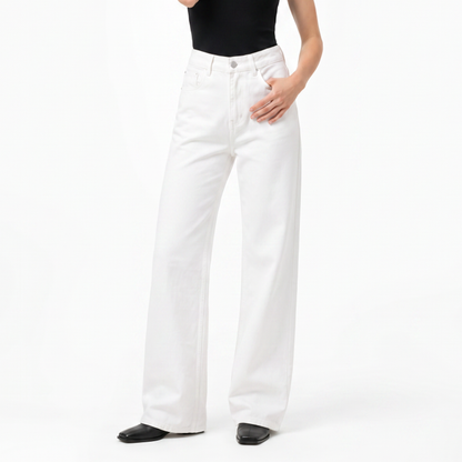 Women's Pure White High Waist Wide Leg Jeans