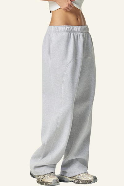 Women's Streetwear Color-Block Elastic Wide-leg Casual Pants