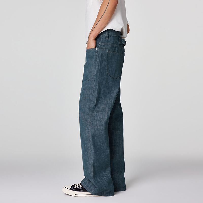Men's Spring Cotton Button Fly Wide-Leg Flare Denim Jeans