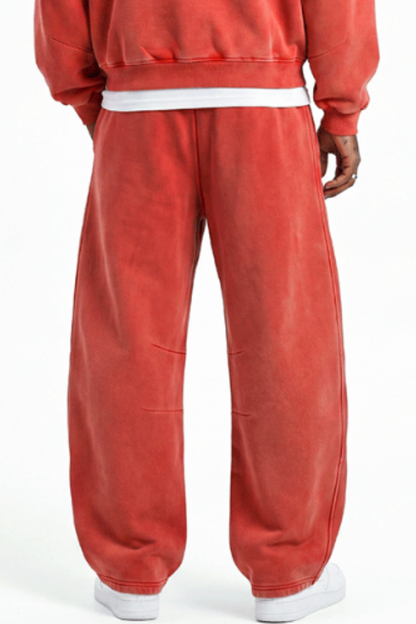 Unisex Fall Clothing Fleece-Lined Curved Wide-Leg Pants