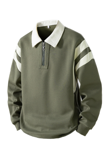 Men's Fall Half-Zip Collared Game-Day Polo Sweatshirt